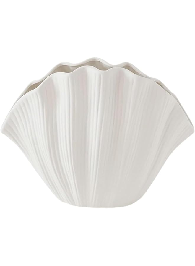 The Bros Shell-Shaped Vase, Ceramic Art Vase for Living Room Decor, Minimalist Creative Plain-Fired Vases for Modern Home Decor, Flower Vases for Modern Home Decor - Image 1