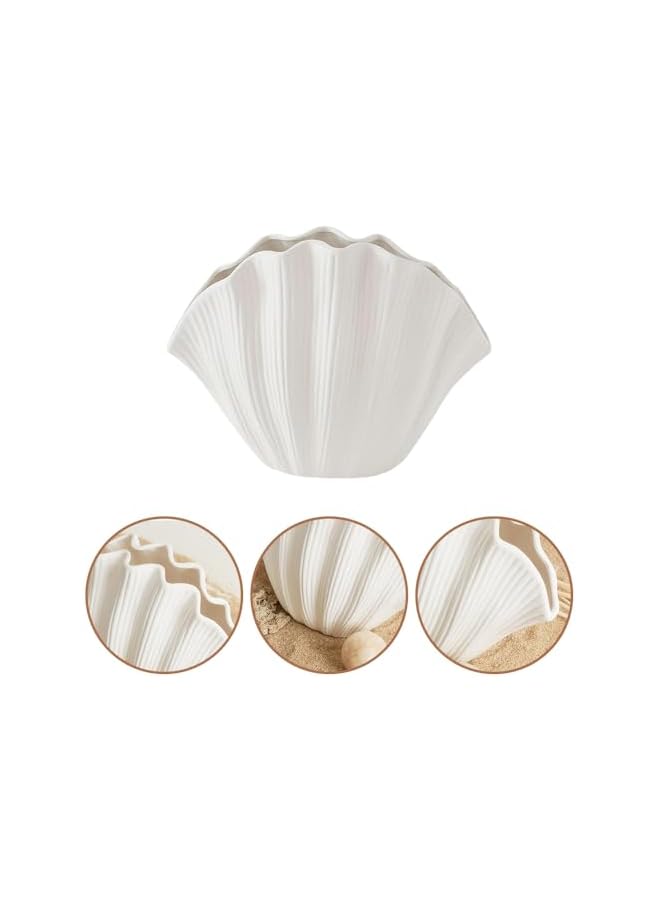 The Bros Shell-Shaped Vase, Ceramic Art Vase for Living Room Decor, Minimalist Creative Plain-Fired Vases for Modern Home Decor, Flower Vases for Modern Home Decor - Image 3