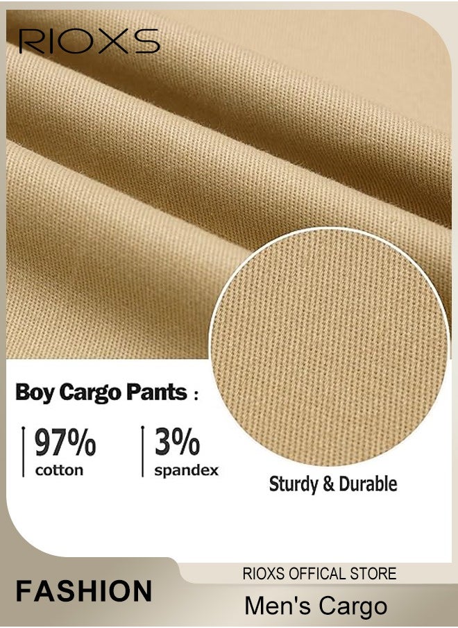 RIOXS Men's Cargo Regular Fit Pants Fashion Trousers Casual Workout Jogging Drawstring Pants With Multiple Pockets  - Image 4