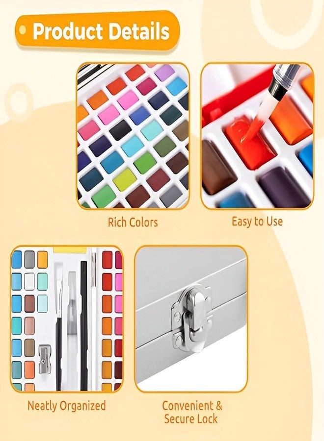 Artnery Portable Solid Water color Paint Set 128 colors Sketch Watercolor Palette Kit & Storage case - Image 4
