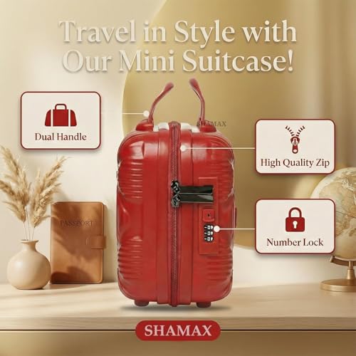 SHAMAX صندوق تنظيم مستحضرات التجميل SHAMAX® للنساء | حقيبة مكياج زفاف بقفل لحافظة التجميل للمستحضرات التجميل والمجوهرات وتخزين الجمال، هدية للنساء (أحمر) - Image 4