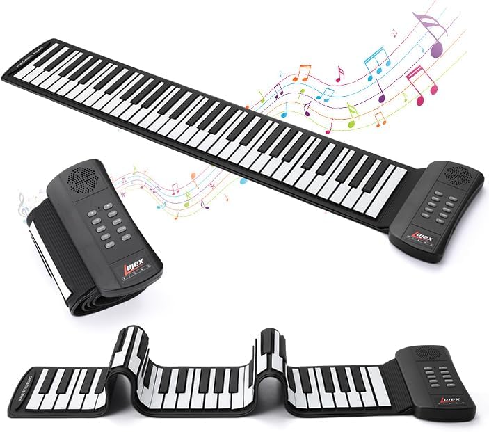 Lujex Roll Up Piano, Portable Silicone Keyboard Perfect for Beginners, Safe Material, Headphone Jack for Quiet Practice, 16 Tones & Record Function, Foldable for Travel (Black) - Image 3