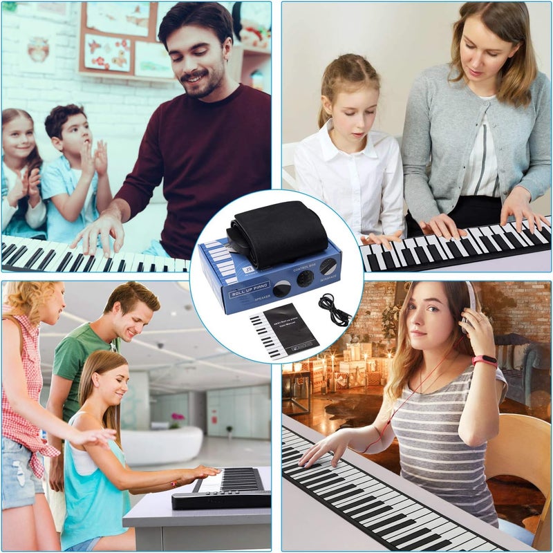 Lujex Roll Up Piano, Portable Silicone Keyboard Perfect for Beginners, Safe Material, Headphone Jack for Quiet Practice, 16 Tones & Record Function, Foldable for Travel (Black) - Image 4