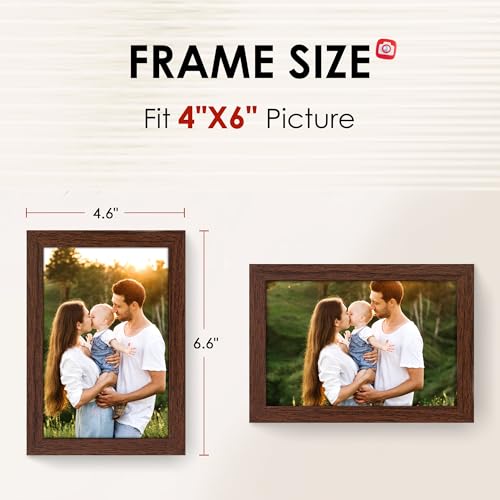 FIXSMITH 4x6 Picture Frame Set of 2 Photo Frame 4x6 with HD Plexiglass Brown Picture Frames Collage for Tabletop or Wall Display - Image 3
