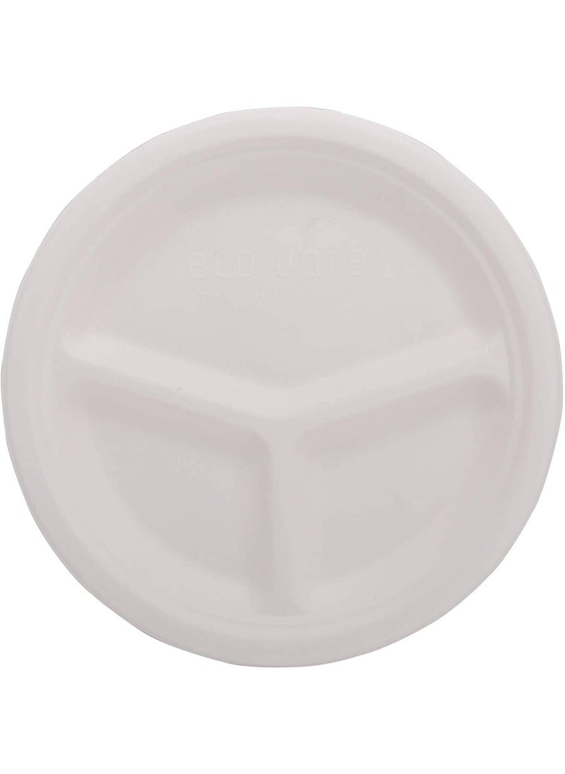 SANWALSA SANWALSA Set of 2510 inch Diameter Off White Paper Plates with 3 Section Biodegradable Eco Friendly Leak Proof One time UsageDisposable  - Image 1