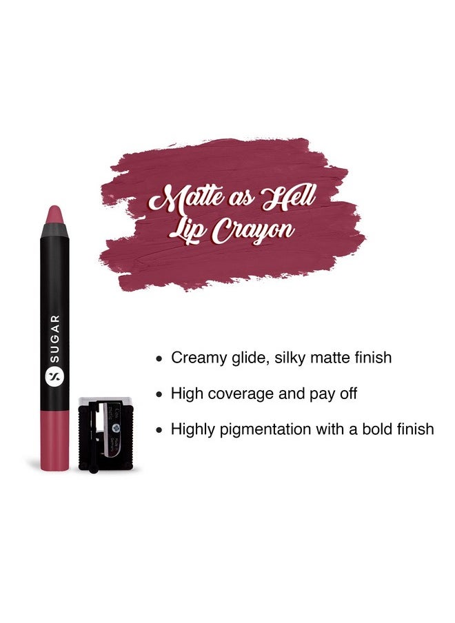 SUGAR Cosmetics Matte As Hell Lip Crayon | Lasts Upto 8Hrs | Water Resistent Lipstick For Women | 2.5Gm - 28 Honey Rider  - Image 3