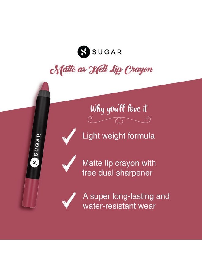 SUGAR Cosmetics Matte As Hell Lip Crayon | Lasts Upto 8Hrs | Water Resistent Lipstick For Women | 2.5Gm - 28 Honey Rider  - Image 4