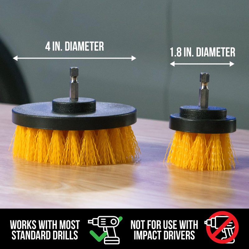 VIKING Drill Powered Carpet Cleaning Brushes for Car, Interior Cleaning Brush, Black and Yellow, 2 Pack - Image 2