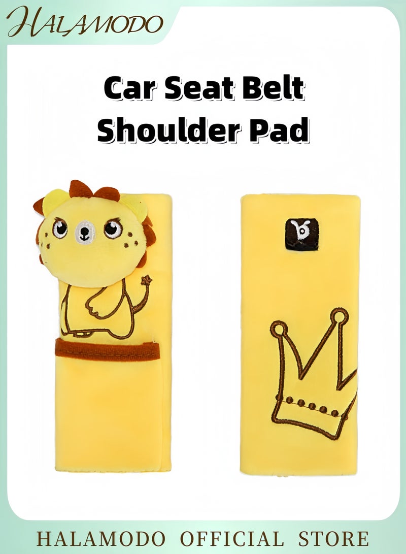Lovely Cartoon Baby Safety Belt Shoulder Pads Soft Plush Seat Belt Protector with Velcro Strap Adjustable Car Seat Safety Cushion for Travel and Everyday Use - Image 1