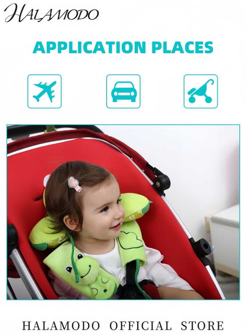 Lovely Cartoon Baby Safety Belt Shoulder Pads Soft Plush Seat Belt Protector with Velcro Strap Adjustable Car Seat Safety Cushion for Travel and Everyday Use - Image 3