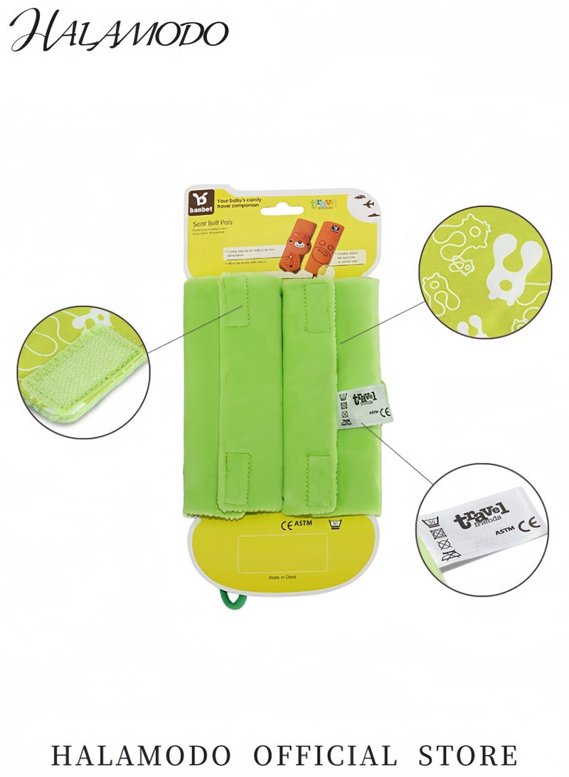 Lovely Cartoon Baby Safety Belt Shoulder Pads Soft Plush Seat Belt Protector with Velcro Strap Adjustable Car Seat Safety Cushion for Travel and Everyday Use - Image 5
