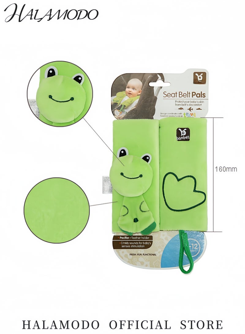 Lovely Cartoon Baby Safety Belt Shoulder Pads Soft Plush Seat Belt Protector with Velcro Strap Adjustable Car Seat Safety Cushion for Travel and Everyday Use - Image 4