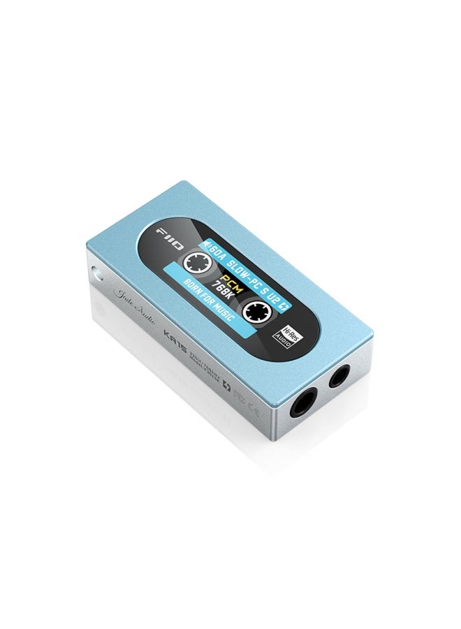 FiiO مضخم سماعات الرأس المحمول Fiio Ka15 HiFi المتوازن 4.4 مع DAC لأجهزة الكمبيوتر والهواتف الذكية، يدعم PS5، أزرق سماوي - Image 2