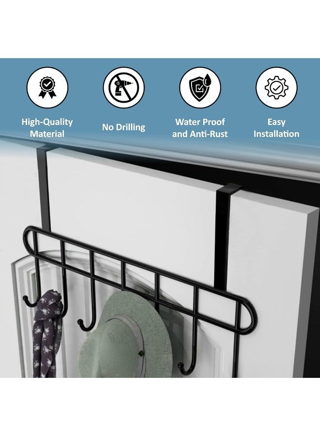 Lazer Over The Door Hook Hanger, Black, 7 Hooks - Image 3