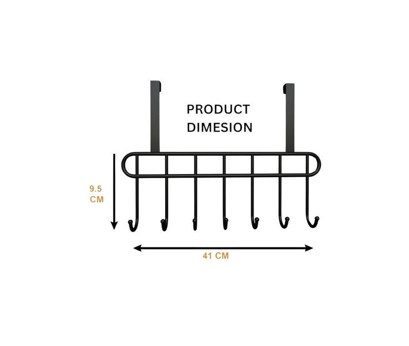 Lazer Over The Door Hook Hanger, Black, 7 Hooks - Image 2