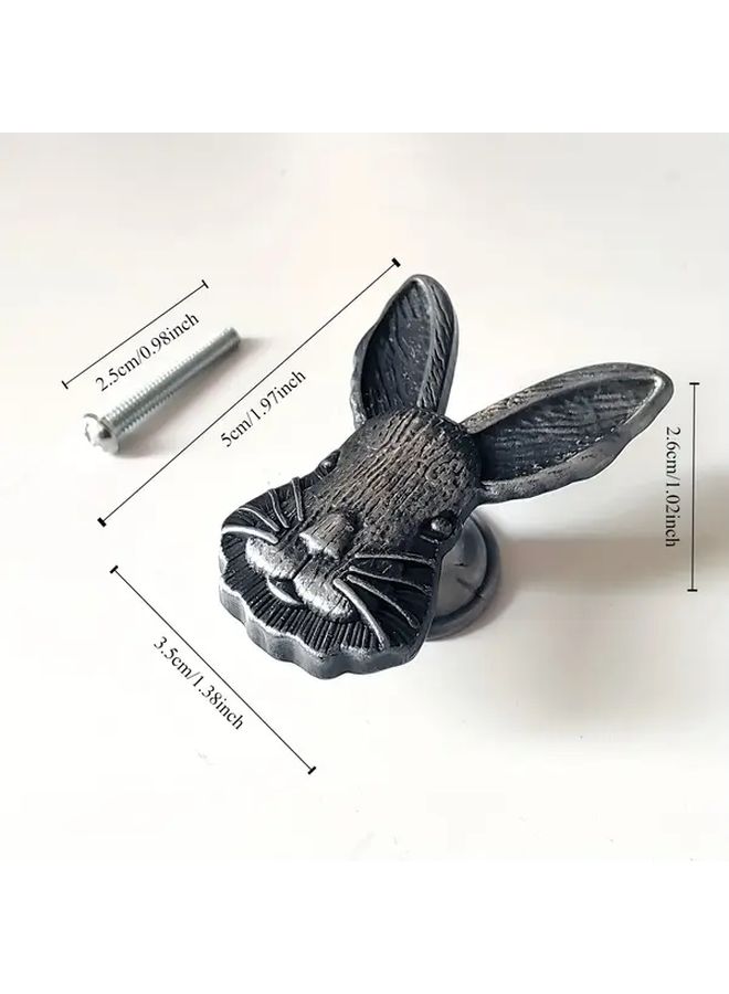 4Pcs Grey Rabbit Shaped Metal Hooks For Cabinets Drawers And Decorative Boxes Easy Screw Installation Sturdy - Image 3