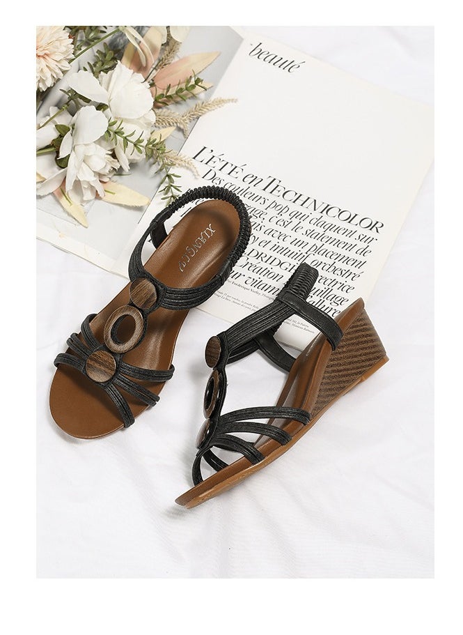 SIKETU Women's Summer New Retro Fashion  Roman Wedge Sandals  - Image 2