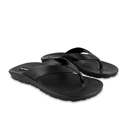 OKABASHI Men's Surf Flip Flops (Black, L) | Provide Arch Support | Great for Indoors, Outdoors, Beach, Summer - Image 1