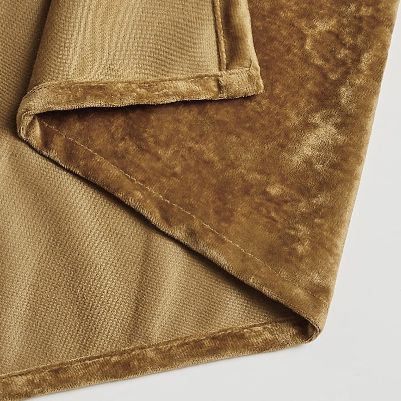 Fredsure Distressed Velvet Shower Curtain Set, 13 Pieces Caramel Gold Including1 Piece 72"x72" Shower Curtain and 12 Pieces Silver Hooks - Image 5