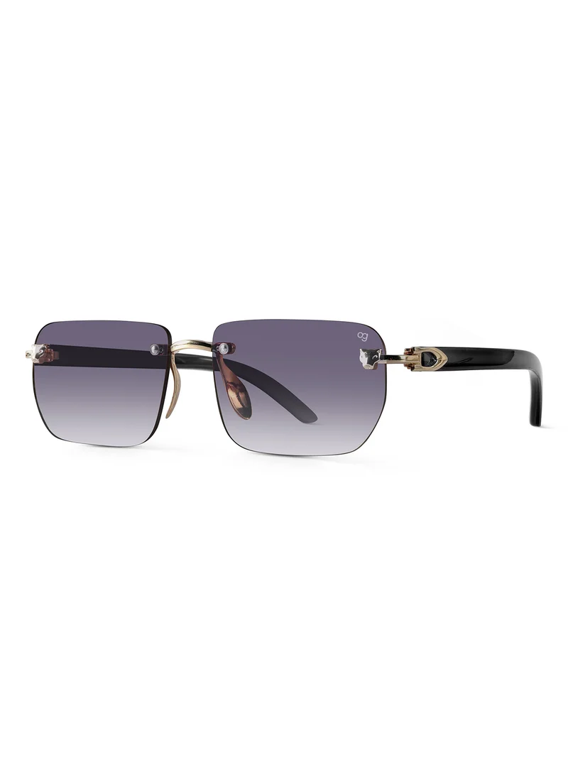 Woggles Uv-Protected Golden Rimless Rectangle Sunglasses