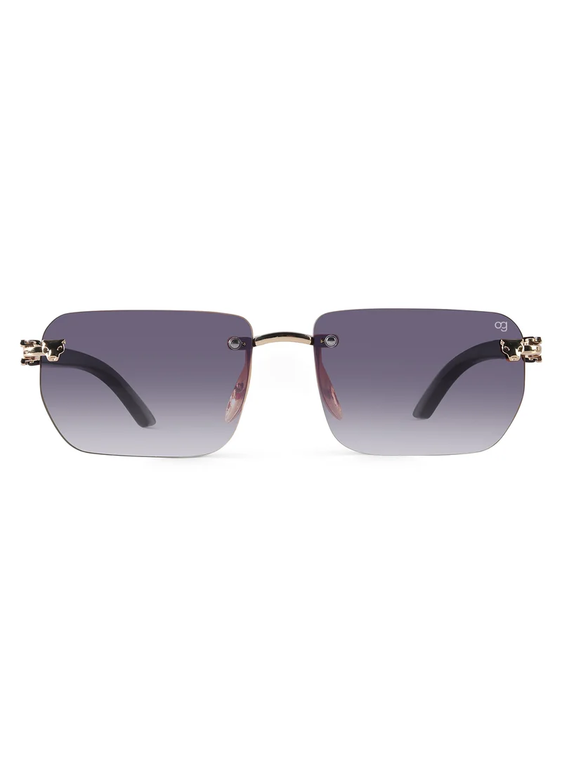 Woggles Uv-Protected Golden Rimless Rectangle Sunglasses