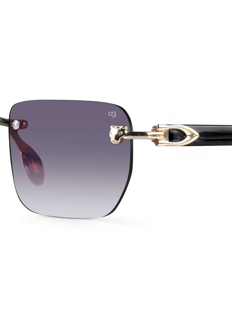 Woggles Uv-Protected Golden Rimless Rectangle Sunglasses