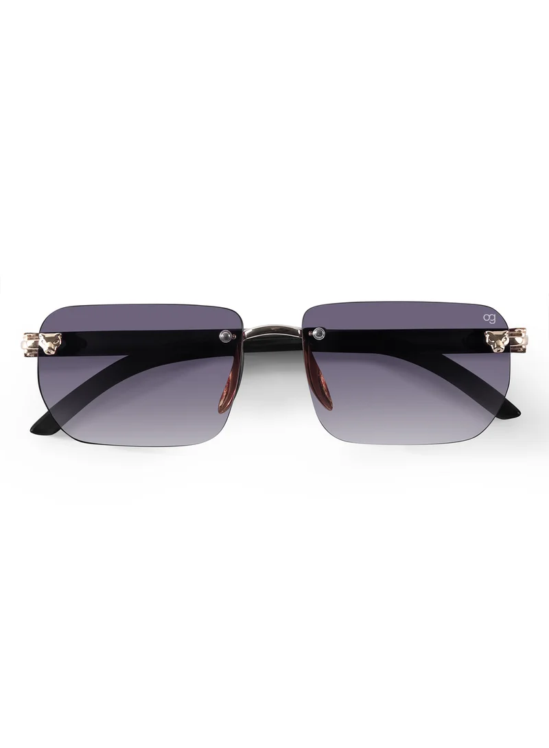 Woggles Uv-Protected Golden Rimless Rectangle Sunglasses