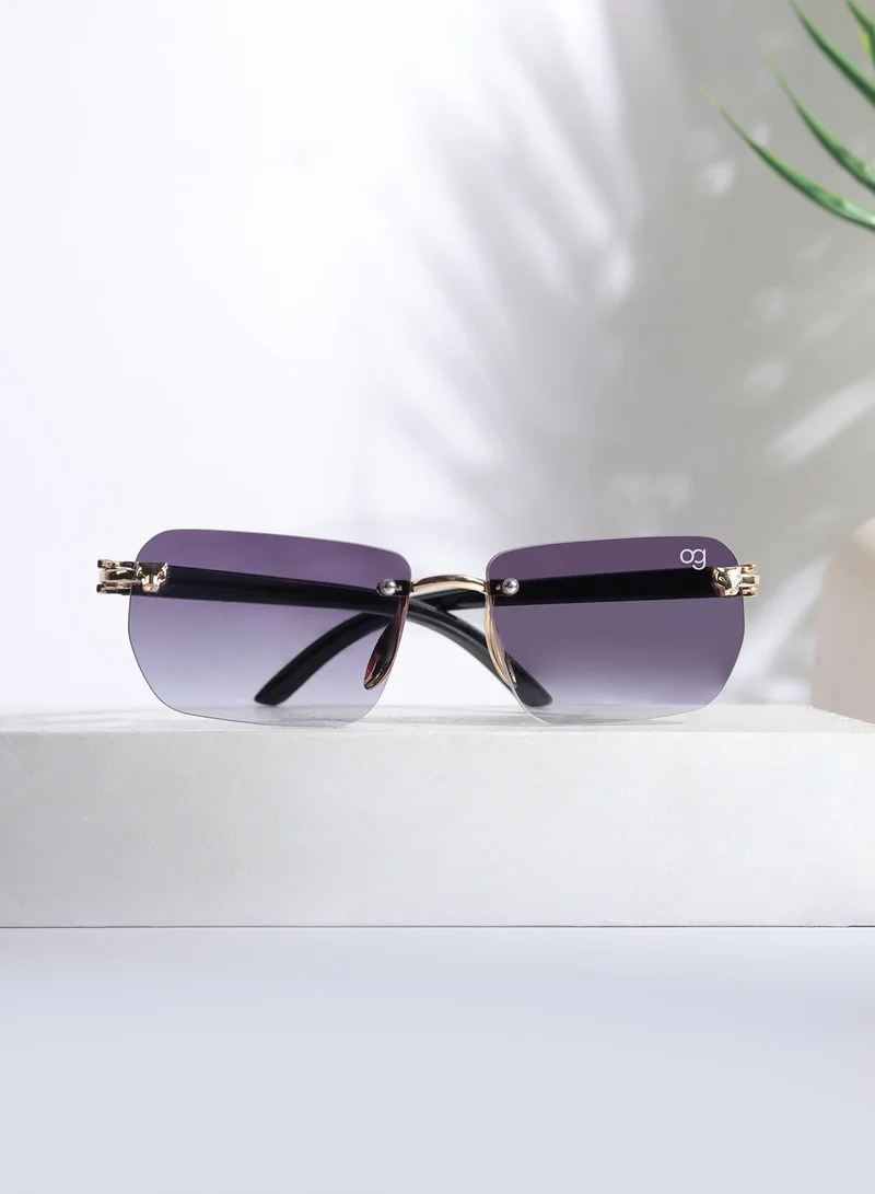 Woggles Uv-Protected Golden Rimless Rectangle Sunglasses