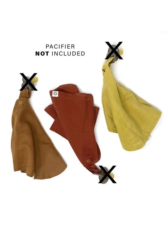 Kishu Baby - Indi Fair Trade & GOTS Certified Organic Cotton Pacifier Blanket Set (Rust, Mustard, Caramel) - Image 1