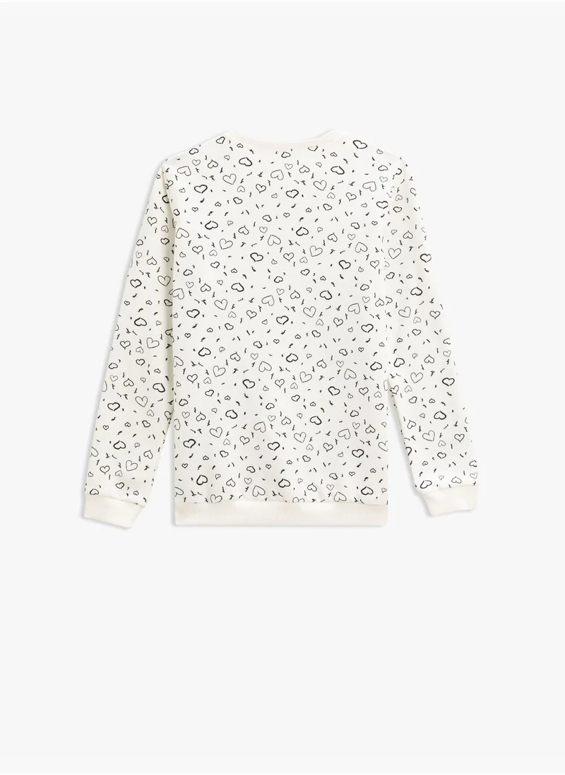 كوتون Sweatshirt Long Sleeve Printed Crew Neck Cotton