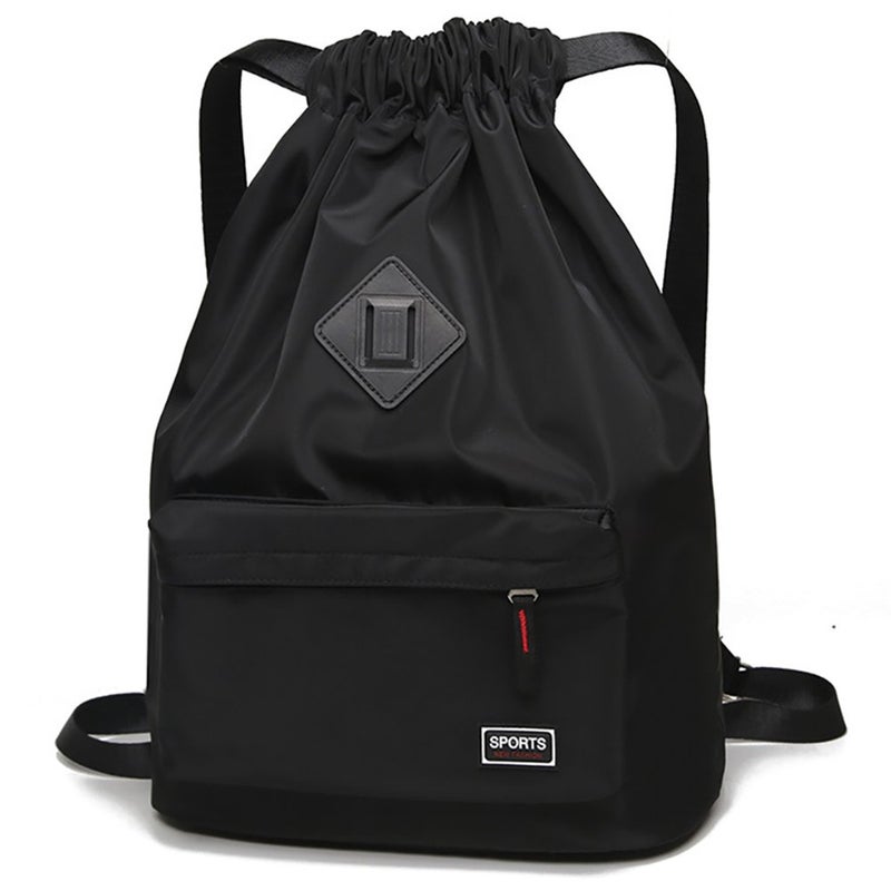 Peicees Waterproof Drawstring Sport Bag Lightweight Sackpack Backpack for Men and Women(Black) - Image 1