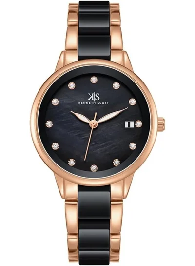 KENNETH SCOTT Kenneth Scott Women's PC21J Movement Watch, Analog Display and Alloy and Acetate Plastic Strap - K24503-RCBM