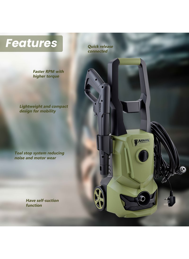 AIRMAN - Airman High-Performance Pressure Washer with 125 Bar and 1600W Power Car Cleaner SK103-16H - Image 1
