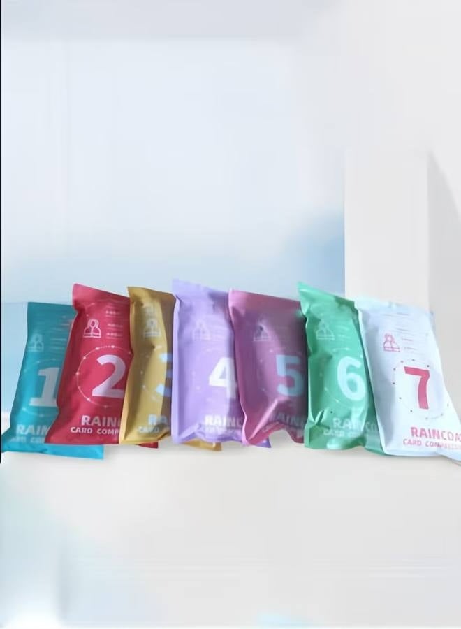 7 قطع إعداد معطف مطر شفاف لمرة واحدة، معطف مطر PVC للرجال والنساء، معطف مطر محمول (لون عشوائي) - Image 3