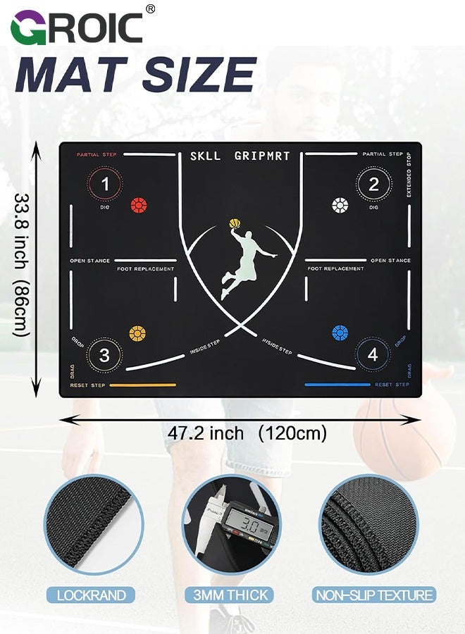 جرويك Basketball Footstep Training Mat, Portable Basketball Footwork Training Mat, Agility Footstep Training Mat, Basketball Pads for Training All Levels, Point Reminder Basketball Practice Equipment - Image 5