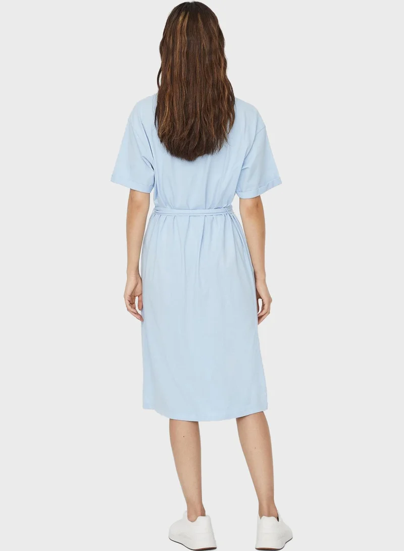 VERO MODA Crew Neck Belted Dress