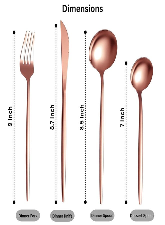 Takositio Silverware Set | 24-Piece Satin Finish French Style Stainless Steel Flatware | Elegant Giftable Box | Dishwasher Safe Cutlery for Home, Restaurants & Corporate Gifting (Rose Gold) - Image 2