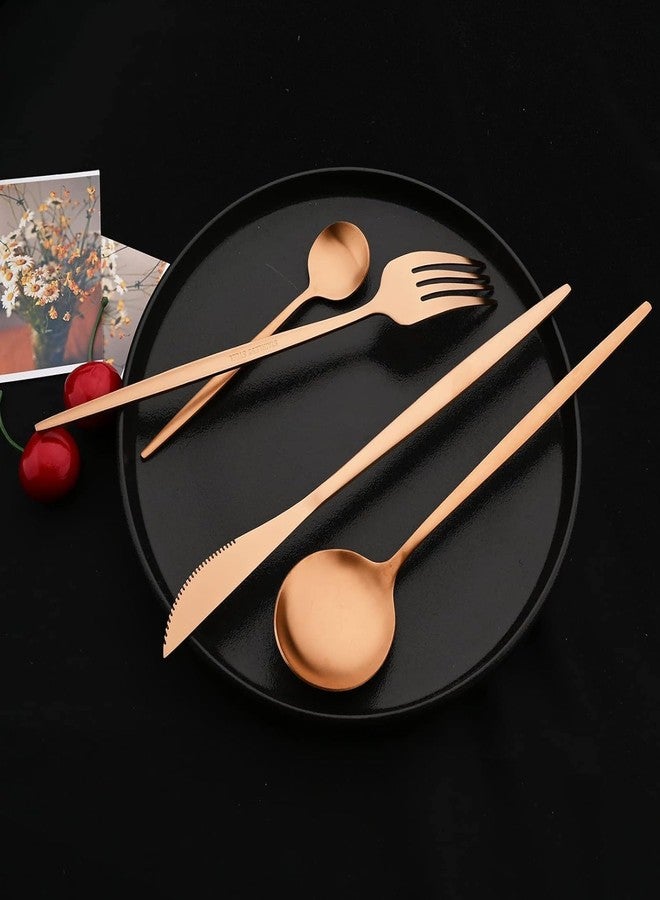Takositio Silverware Set | 24-Piece Satin Finish French Style Stainless Steel Flatware | Elegant Giftable Box | Dishwasher Safe Cutlery for Home, Restaurants & Corporate Gifting (Rose Gold) - Image 3