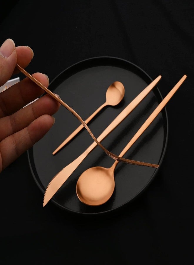 Takositio Silverware Set | 24-Piece Satin Finish French Style Stainless Steel Flatware | Elegant Giftable Box | Dishwasher Safe Cutlery for Home, Restaurants & Corporate Gifting (Rose Gold) - Image 5