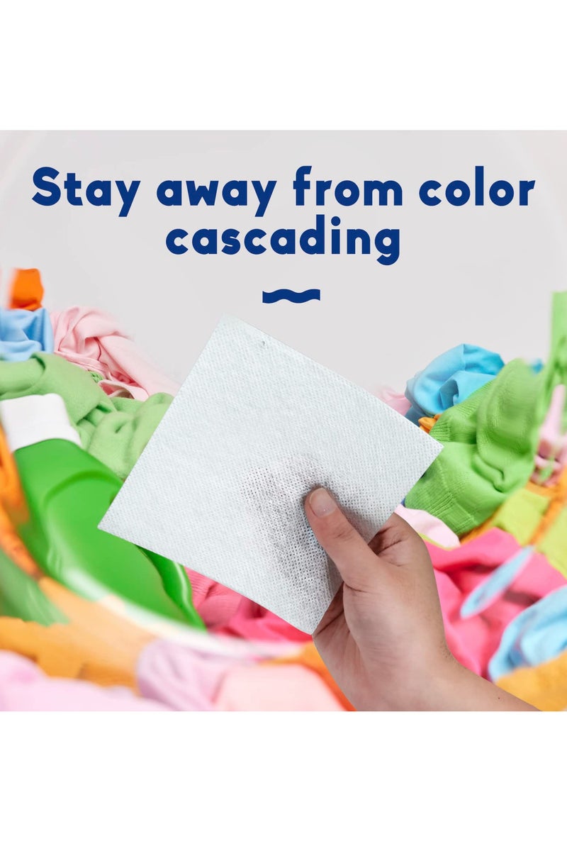100 ورقة مانعة لاختلاط الألوان في الغسيل، أوراق حافظة للألوان، ممتص صبغات للمحافظة على الألوان الأصلية للملابس - Image 4