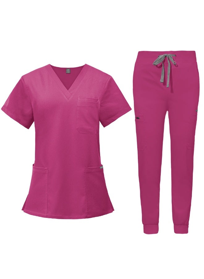 NIBEMINENT Beauty Spa Salon Clothes Doctor Nursing Uniforms Medical Scrubs Set V-neck Tops Pants Clinical Nurse Surgery Uniform - Image 1
