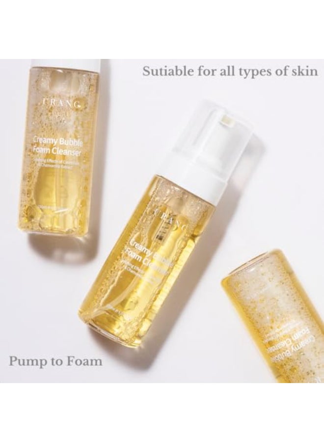 URANG Creamy Bubble Foam Cleanser 507 Fl Oz COSMOS NATURAL Certified Calendula Chamomile Extract Soften and Moisturize Skin Vegan Face Wash For All Fmaily Members Bubble Skincare - Image 3