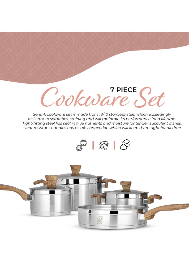 Serenk - Serenk Definition Stainless Steel 7 Pieces Cookware Set, Super Capsule Bottom Pots and Pans, Stay Cool Handles, Mirror Polished Design, Dishwasher Safe, Professional Grade, Induction Coookware - Image 1