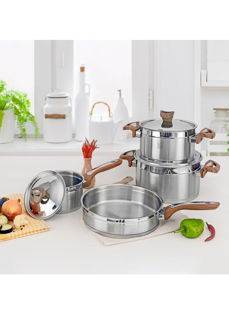 Serenk - Serenk Definition Stainless Steel 7 Pieces Cookware Set, Super Capsule Bottom Pots and Pans, Stay Cool Handles, Mirror Polished Design, Dishwasher Safe, Professional Grade, Induction Coookware - Image 1