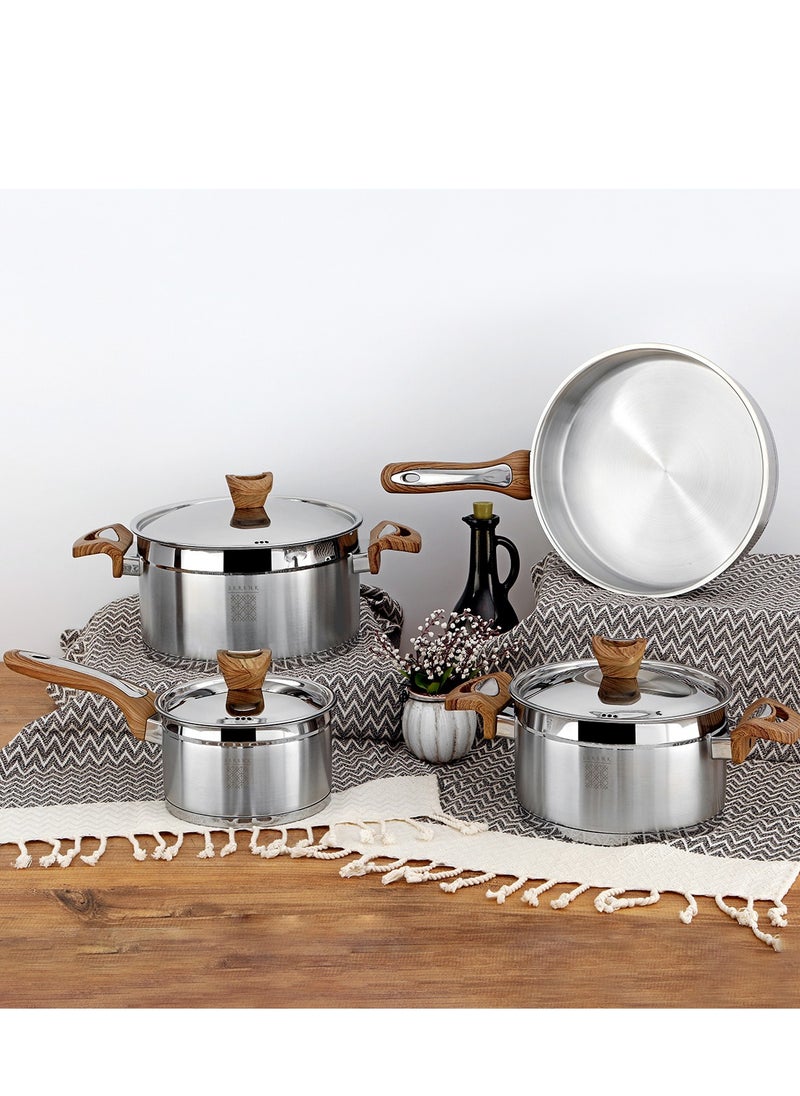 Serenk - Serenk Definition Stainless Steel 7 Pieces Cookware Set, Super Capsule Bottom Pots and Pans, Stay Cool Handles, Mirror Polished Design, Dishwasher Safe, Professional Grade, Induction Coookware - Image 1