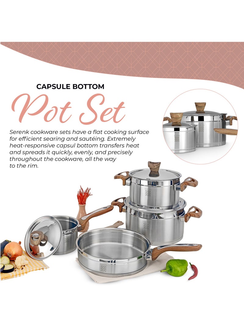 Serenk - Serenk Definition Stainless Steel 7 Pieces Cookware Set, Super Capsule Bottom Pots and Pans, Stay Cool Handles, Mirror Polished Design, Dishwasher Safe, Professional Grade, Induction Coookware - Image 1