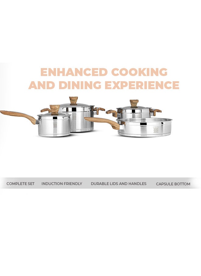 Serenk - Serenk Definition Stainless Steel 7 Pieces Cookware Set, Super Capsule Bottom Pots and Pans, Stay Cool Handles, Mirror Polished Design, Dishwasher Safe, Professional Grade, Induction Coookware - Image 1