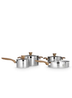 Serenk Definition Stainless Steel 7 Pieces Cookware Set, Super Capsule Bottom Pots and Pans, Stay Cool Handles, Mirror Polished Design, Dishwasher Safe, Professional Grade, Induction Coookware