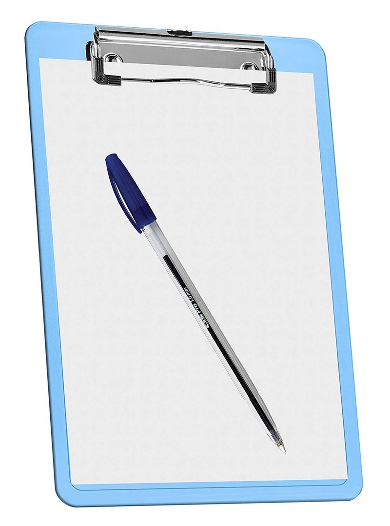 Acrimet Clipboard Memo Size A5 (9 1/4” x 6 5/16”) Low Profile Clip (Plastic) (Clear Blue Color) (3 Pack) - Image 3