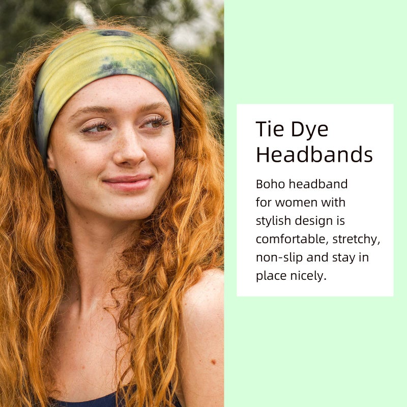Tobeffect Wide Headbands for Women, Tie Dye Extra Large Turban Headband Boho Hairband Hair Twisted Knot Accessories, 6 Pack - Image 3